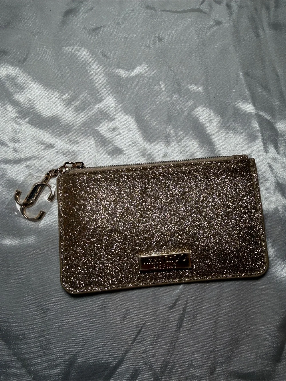 Jimmy Choo Glitter Zip Wristlet - Gold